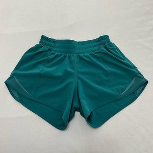 Teal Lagoon Hotty Hot Lululemon Shorts 4 Inch Low Rise